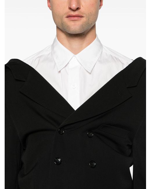 Comme des Garçons Black Double-breasted Hooded Blazer - Men's - Wool/cupro for men