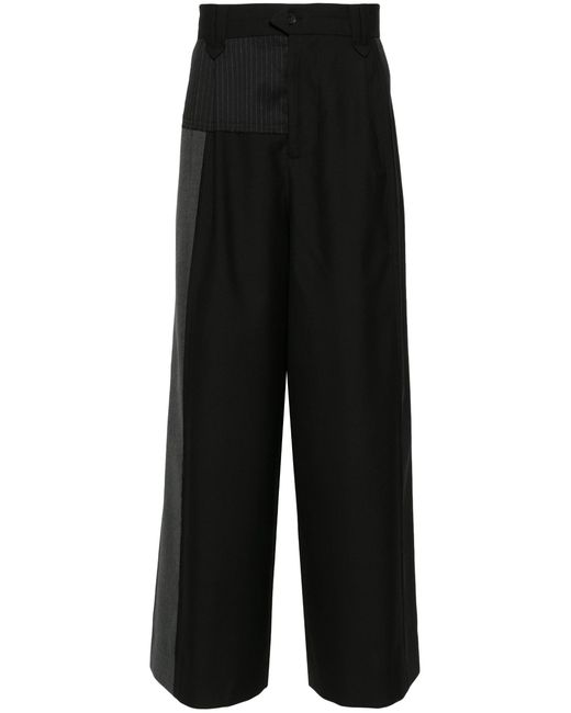 Feng Chen Wang Black Deconstructed Wool Wide-leg Trousers - Men's - Polyester/wool for men