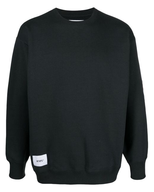 (w)taps Black Logo-appliqué Cotton Sweatshirt for men