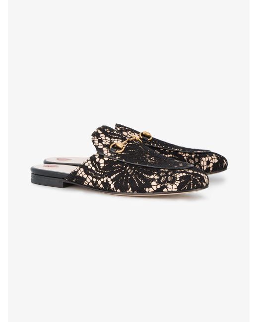 Gucci Black Princetown Lace Mules Lyst