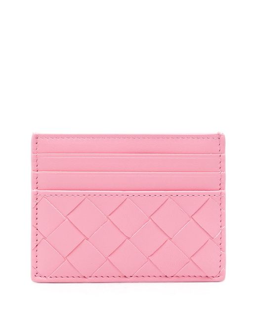 Bottega Veneta Pink Intrecciato Leather Cardholder - Women's - Calf Leather