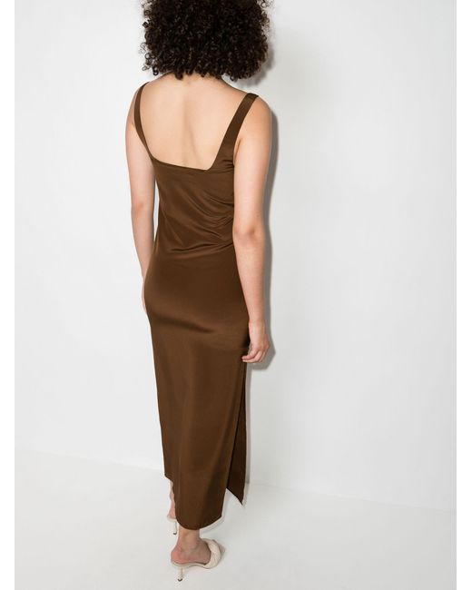 Matteau The Tank Slip Silk Dress in Brown