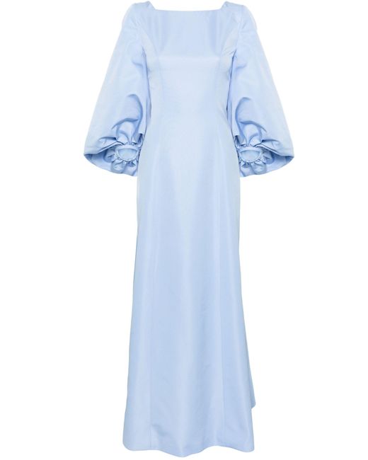 Huishan Zhang Blue Bishop-sleeve Faille Gown - Women's - Silk/polyester