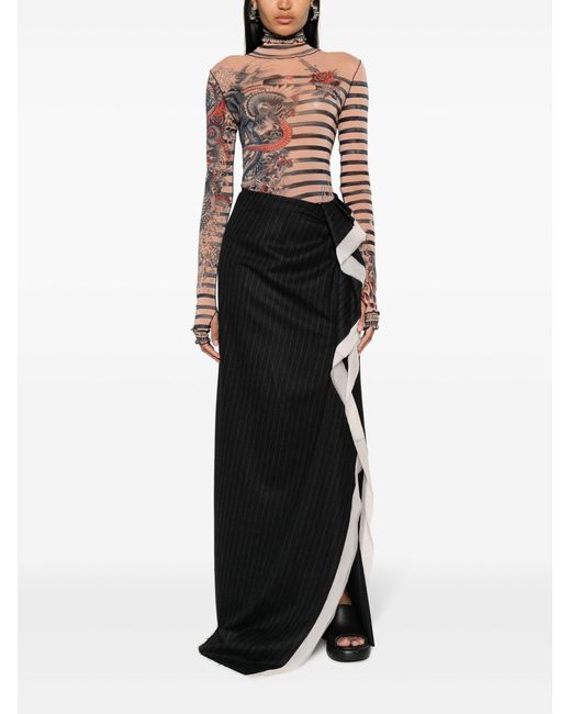 Jean Paul Gaultier Natural Graphic-print Striped Top
