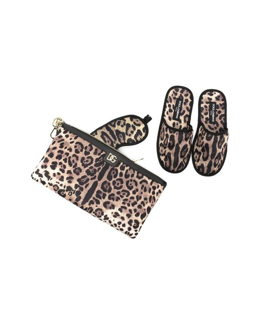 Dolce & Gabbana Brown Comfort Slippers And Eye Mask Set - Unisex - Polyester/silk