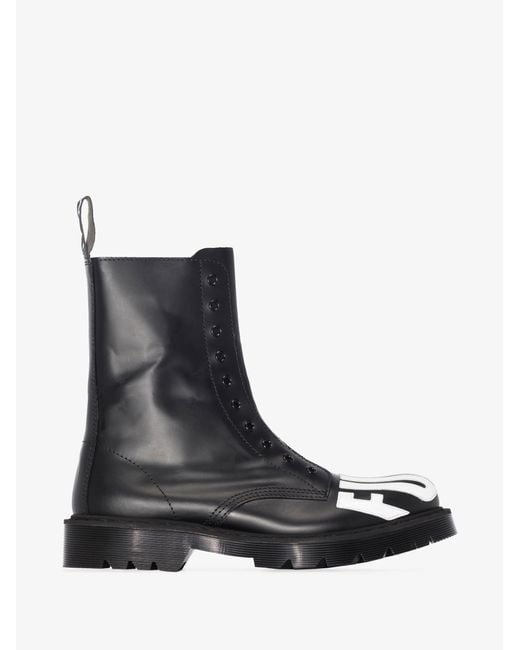 VTMNTS Black Fuck Off Leather Army Boots for men