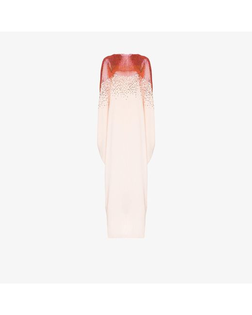 Oscar de la Renta Pink Sequinned Silk Gown