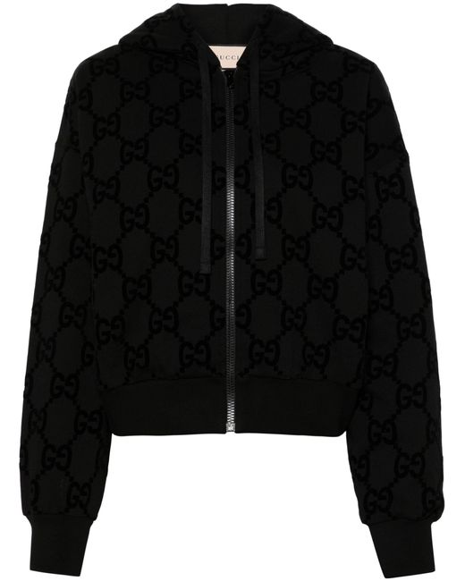 Gucci Black Interlocking G Cotton Hooded Jacket