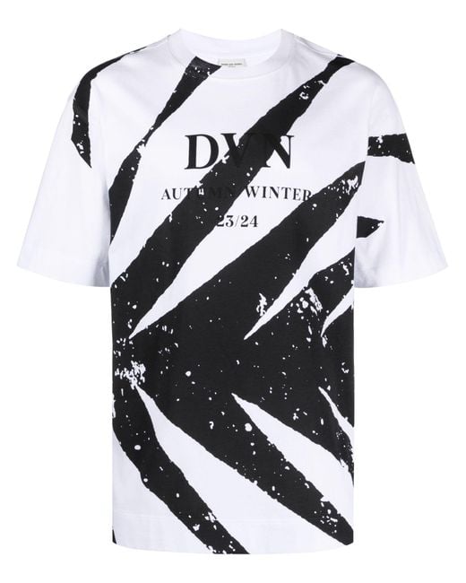 Dries Van Noten White Heli Logo-print T-shirt for men