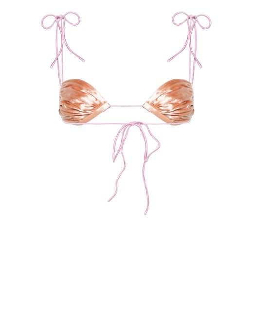 Isa Boulder Pink Satin-finish Bikini Top