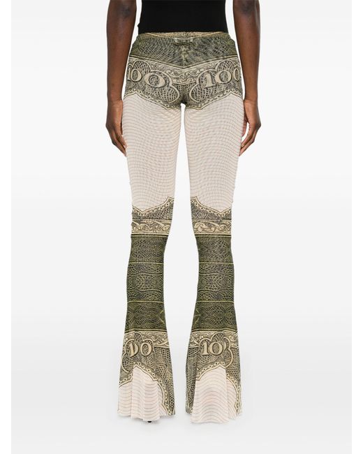 Jean Paul Gaultier Natural White The Cartouche-print Flared Trousers - Women's - Polyamide