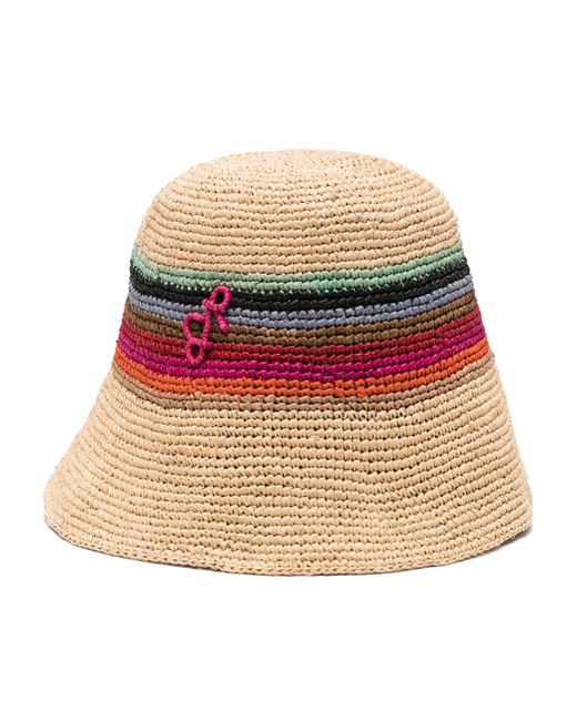 Ruslan Baginskiy Brown Neutral Ruslan Straw Crochet Bucket Hat