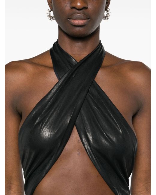 Reina Olga Black Stallion Halterneck Mini Dress - Women's - Spandex/elastane/polyamide