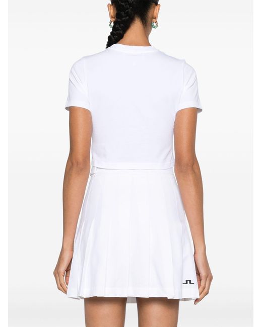 Casablancabrand White Logo Print Cropped Cotton T-shirt - Women's - Elastane/cotton