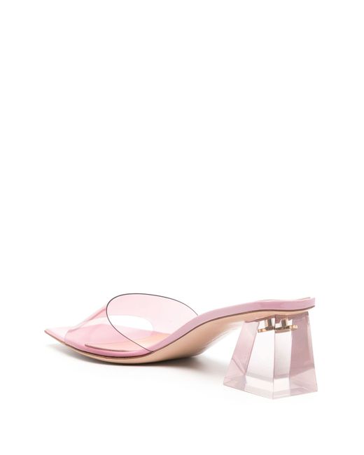 Gianvito Rossi Pink Transparent Block Heel Mules