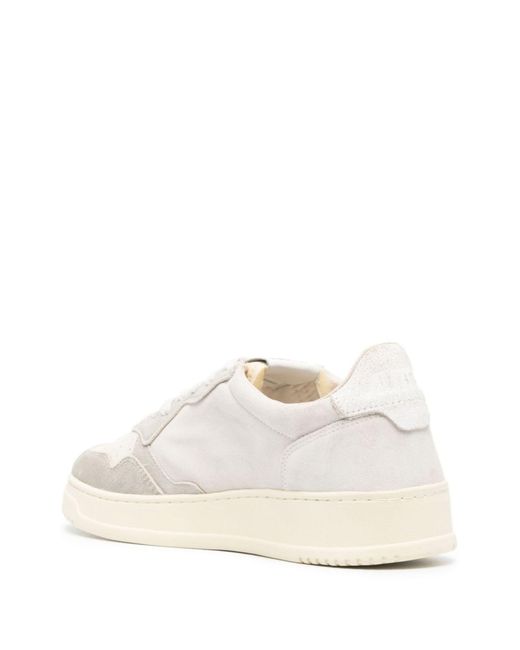 Autry White Neutral Medalist Suede Sneakers for men