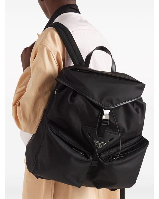 Prada Black Re-nylon Leather-trimmed Backpack for men