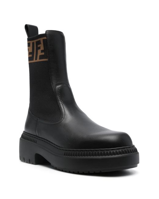 Fendi Black Domino Leather Boots