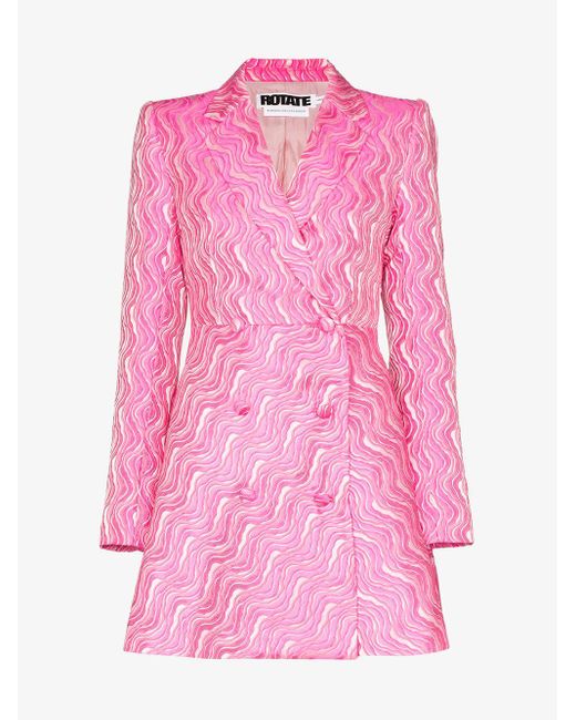 ROTATE BIRGER CHRISTENSEN Pink Jacquard Double-breasted Blazer Dress