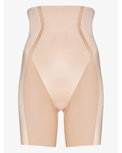 Spanx Neutral Haute Contour Mid-thigh Shorts in Natural | Lyst