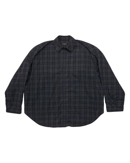Balenciaga Blue Checked-Pattern Long-Sleeve Shirt