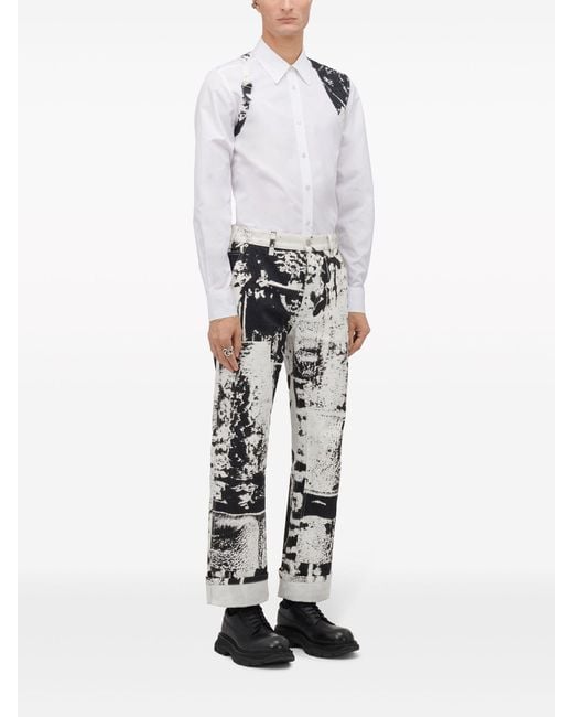 Alexander McQueen White Fold Harness Organic-cotton Shirt for men