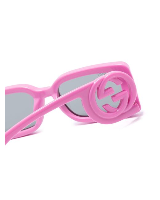 Gucci Pink Interlocking G Rectangle-frame Sunglasses