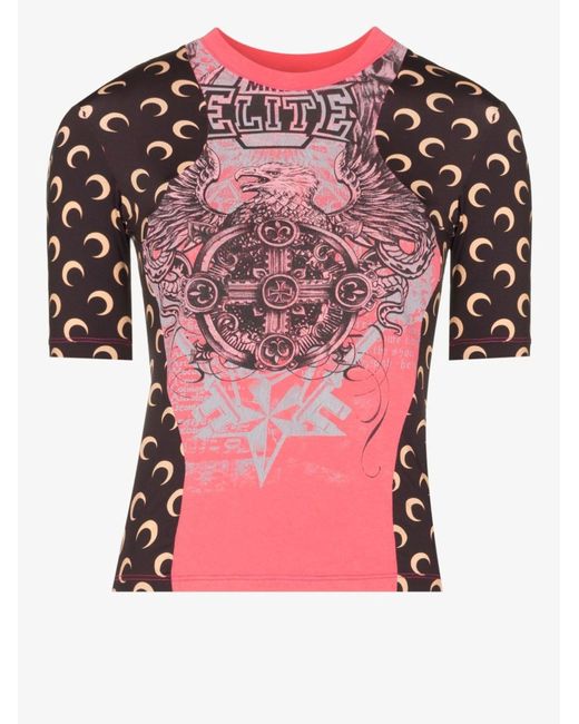 MARINE SERRE Pink Regenerated Printed Short Sleeve T-shirt