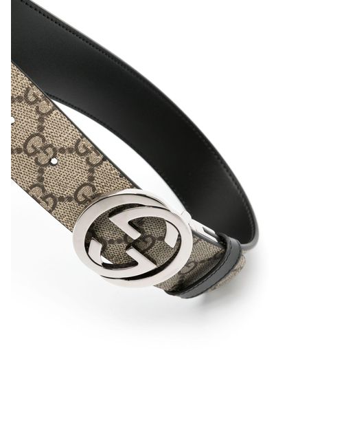 Gucci Black Neutral Interlocking G-buckle Reversible Belt - Men's - Canvas/leather/polyurethane Resin for men