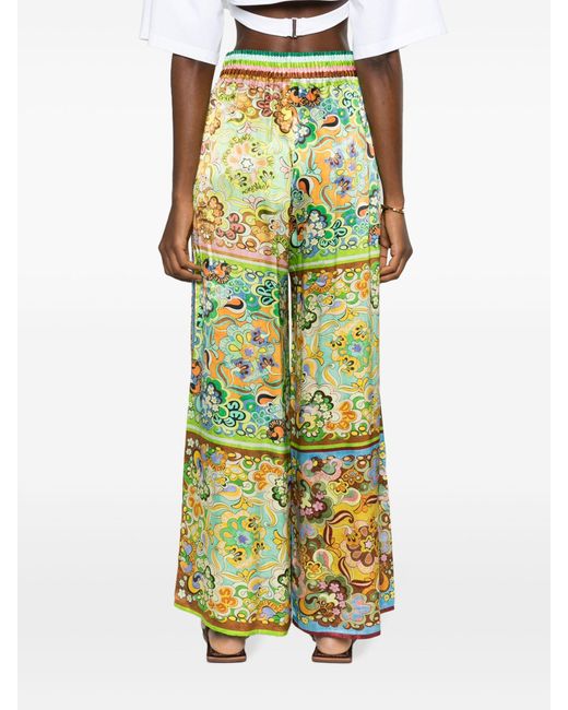 ALÉMAIS Green Multicolour Dreamer Palazzo Pants - Women's - Silk