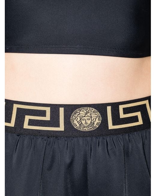 Versace Black High Waist Greca Border Shorts - Women's - Polyamide/polyester/elastaneelastane
