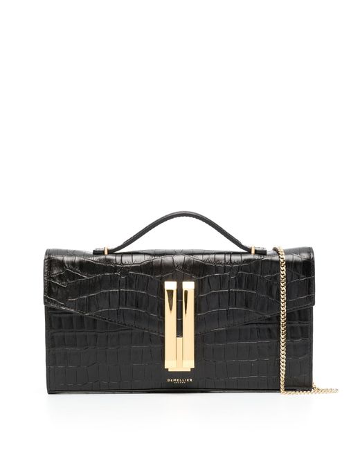 DeMellier London Black Crocodile-embossed Shoulder Bag - Women's - Calf Leather/cotton