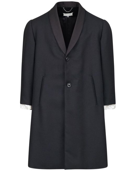 Maison Margiela Black Single-breasted Wool Coat for men