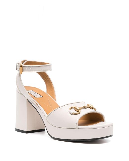 Gucci Natural White Horsebit 100 Leather Sandals