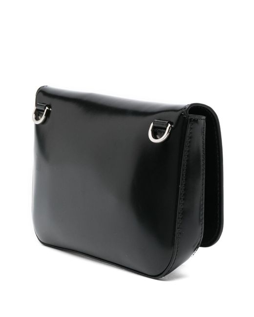 Prada Black Logo-print Leather Messenger Bag for men