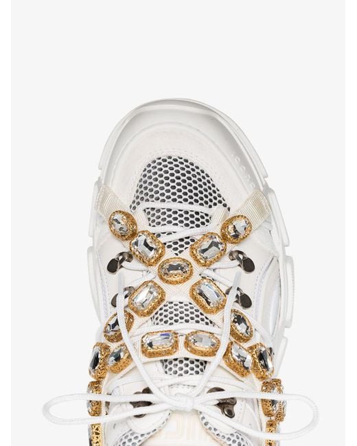 Gucci white crystal on sale sneakers