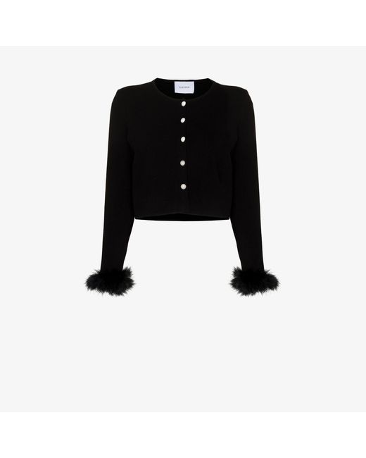 Sleeper Knitted Ostrich Feather Cuff Cardigan in Black | Lyst