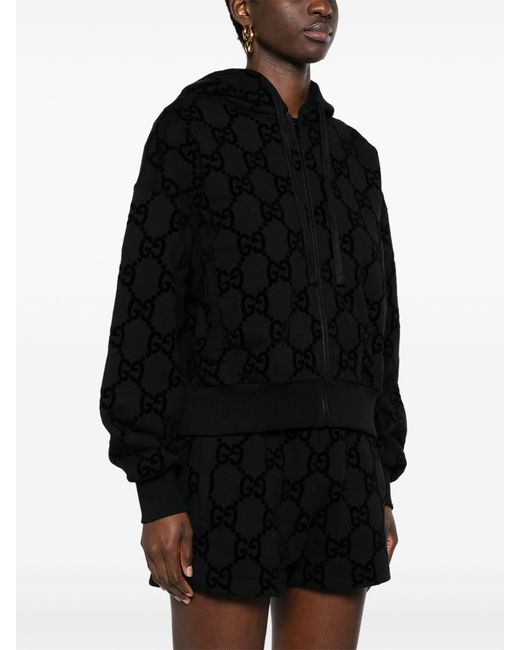 Gucci Black Interlocking G Cotton Hooded Jacket
