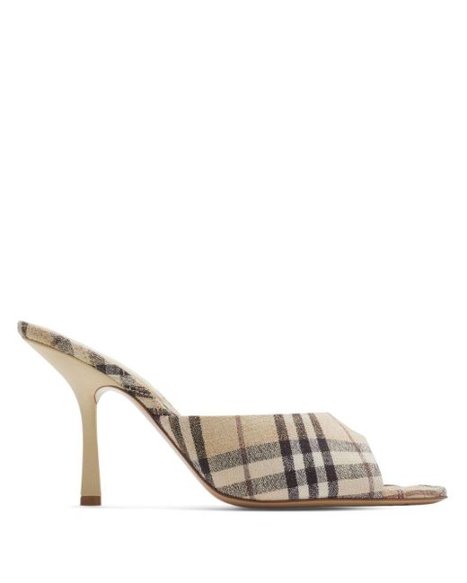 Burberry Metallic 90Mm Check-Pattern Sandals