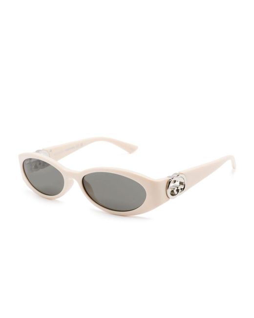 Gucci Gray Oval-Frame Tinted-Lenses Sunglasses
