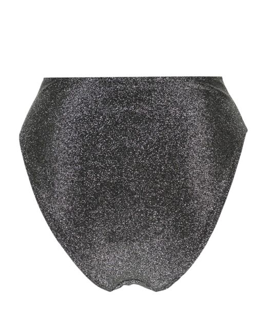 Form and Fold Gray Grey High Waist Lurex Bikini Bottom - Women's - Metallic Fibre/elastane/nylon/nylonelastane