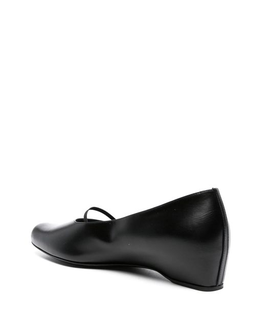 The Row Black Marion Leather Ballet Flats