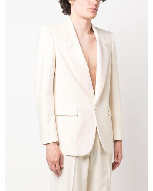 Saint Laurent Natural White Single-breasted Silk Blazer - Men's - Silk for men
