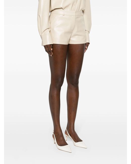 Frankie Shop Natural Light Beige Kate Faux-leather Shorts - Women's - Polyurethane/polyester