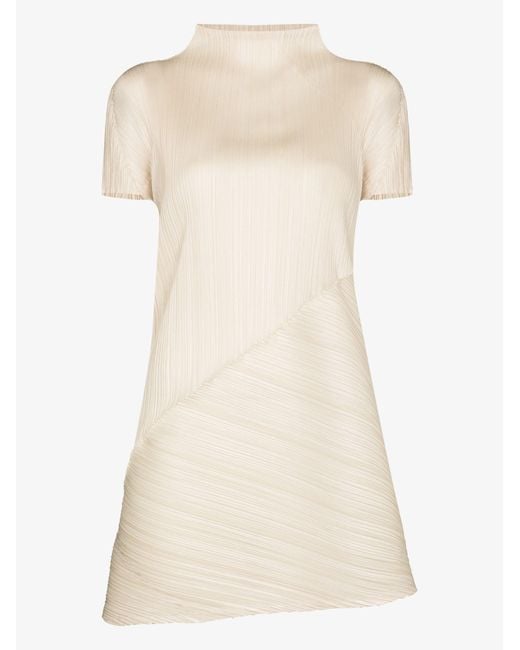 Pleats Please Issey Miyake Calla Plissé Tunic Top in Natural | Lyst