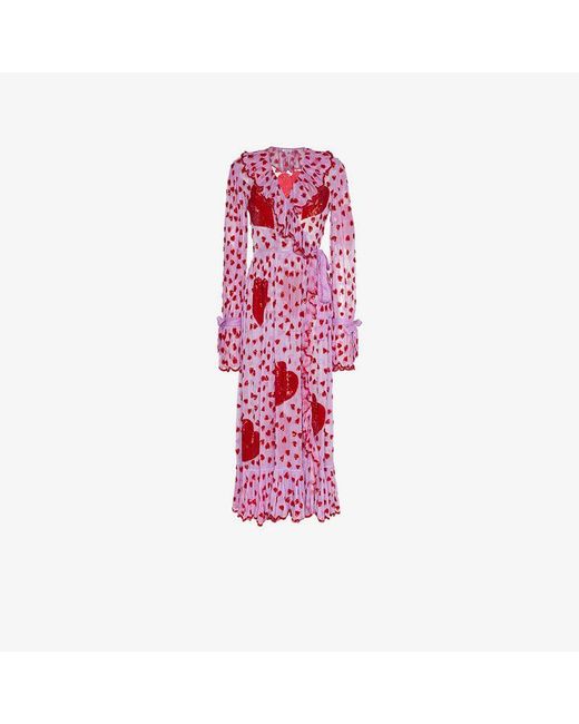 Ashish Pink Sequin Heart Embellished Maxi Wrap Dress