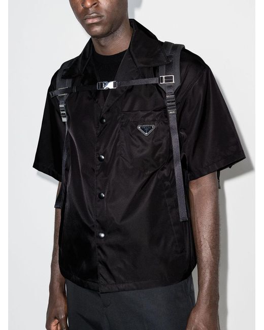 Prada Black Re-nylon Short-sleeved Shirt for men