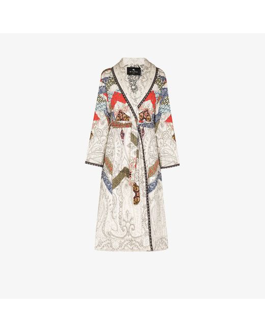 Etro White Floral Patchwork Quilted Coat