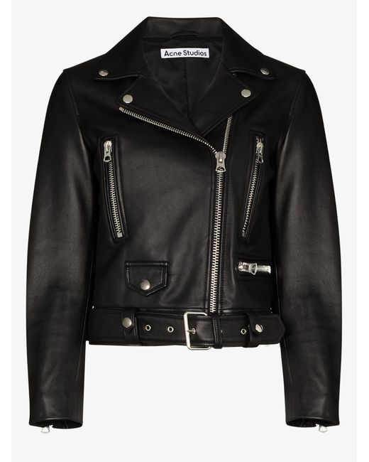 acne studios cropped leather biker jacket