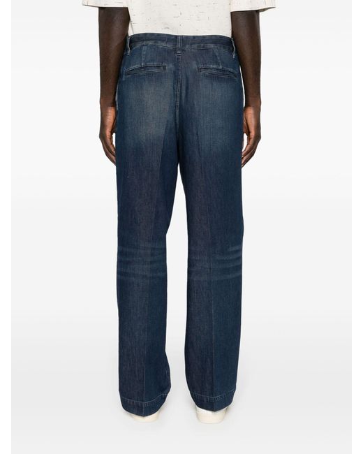 Valentino Garavani Blue Whiskering-effect Straight-leg Jeans - Men's - Polyester/cotton for men